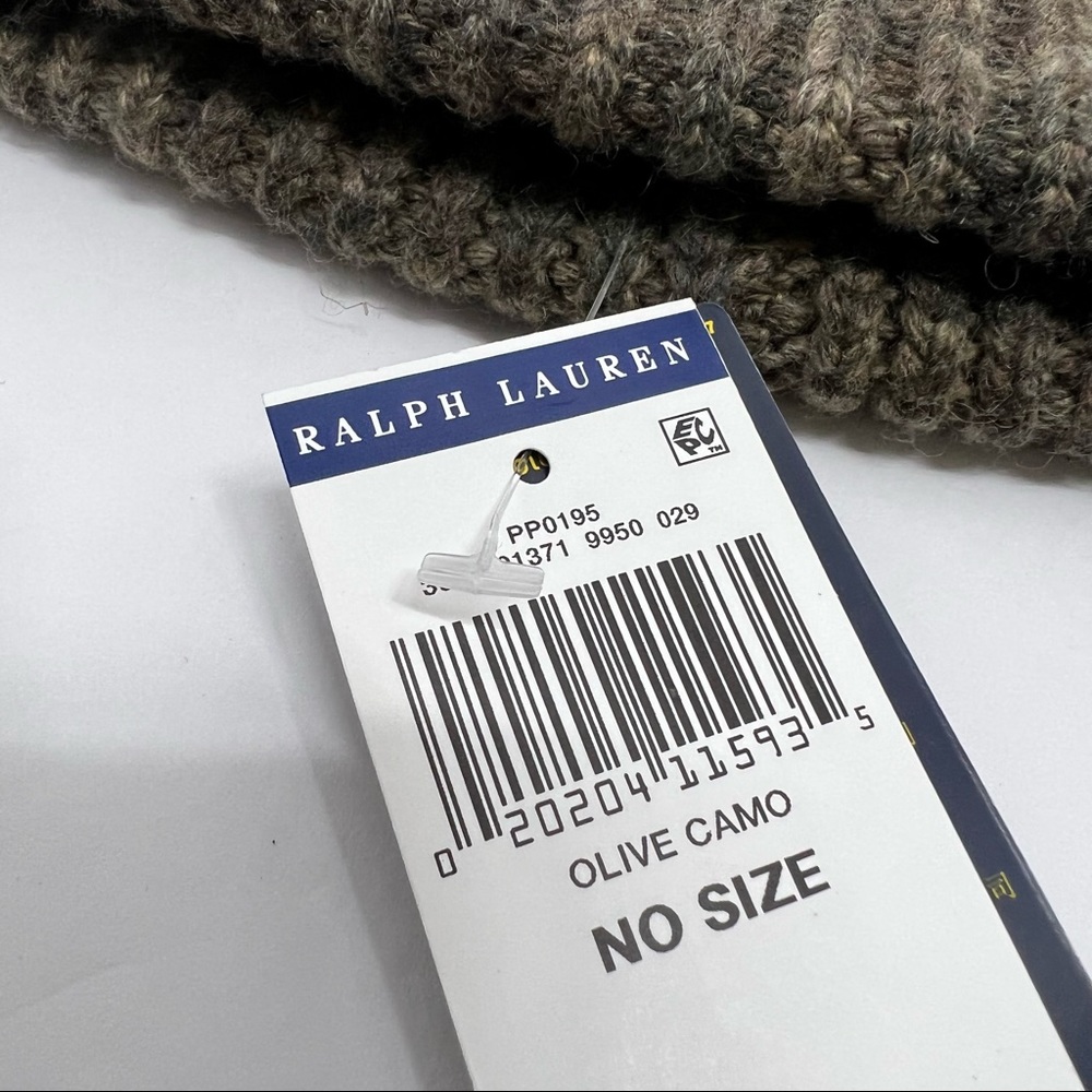 Polo Ralph Lauren OLIVE CAMOUFLAGE CABLE Knit Cap Beanie Hat - Picture 10 of 11